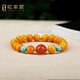 Ou Ceni beeswax bracelet, natural amber, old wax, southern red round beads, Hetian jade safety buckle pendant, single circle multi-treasure bracelet for men and women, ready to wear and ready to make