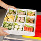 Métamine quatre grille à six crille divisé plaque imitation porcelaine neuf grille collation plaque en plastique commercial en plastique chaud barbecue snack lb 4884 rouge