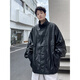 简方位皮衣外套男秋冬季美式复古痞帅炸街感宽松休闲机车服pu皮夹克 wjs-w9274棕色 M