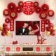 Modo wedding room layout new Chinese style wedding living room decoration man TV sofa background wall wedding supplies hi word stickers