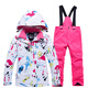 ARCTIC QUEEN children's ski suits for boys and girls single board double board snow suits winter snow country warmth and thick snow suits Mohe snow country tourism equipment Basket color top + royal blue pants L