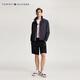 Tommy Hilfiger casual sports spring and summer men's simple and versatile embroidered drawstring fit solid color straight shorts navy blue FAP 2XL