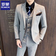 Luo Meng high-end suit suit men's business casual slim Korean style three-piece suit young and middle-aged groom wedding dress black single suit free tie L (105-120 Jin Jin equals 0.5 kg to wear)