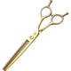 Xuanniao pet scissors professional beautician shop with fluffy tooth scissors fish bone dog and cat grooming styling trimming shears 6.5 inches straight fluffy gold