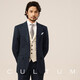 
CULTUM worsted Australian wool single row suit collar free iron banquet wedding business suit vest men formal wear horse clip antique white S (52A)