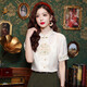 
Red Dragonfly New Chinese Women's Chinese Style Embroidered Shirt Early Spring New Top High-end Horse-Missing Skirt Shirt 825# Apricot Short Sleeve XL