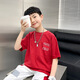 McTicco Boys kurzärmelige Kinder Sommer-T-Shirt Pure Cotton Flush Hälfte Ärmeln 2024 Neue Big Children's Street Casual Top 9751 Rot + 9732 Streifen 130 cm