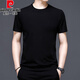 Pierre cardin summer new short-sleeved T-shirt men's round neck T-shirt thin solid color pure black versatile half-sleeved top sweat shirt knitted 733 white L 170