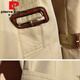 皮尔卡丹（pierre cardin）秋季新.品风衣女长款英伦精品气质卡其色百搭双排扣经典外套 卡其色纯100棉 2Xl建议130-140斤