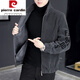 皮尔卡丹（pierre cardin）绵羊毛皮衣外套男款羊剪绒羊羔毛夹克加绒加厚开衫卫冬季 灰色 立领 羊羔毛 XL 175(115-135斤)