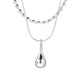 925 sterling silver double layer necklace for women 2023 autumn and winter new rice grain water drop pendant clavicle chain fashionable N1274 plain silver 925 silver