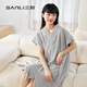 Sanli bathrobe absorption, fast dry half short -sleeved home yukata men's wearable bath towels can be wrapped in sleeping robes couple gray