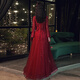Seidler Pregnant Women's Toast Wear for Brides Coming Home Fairy Long Sleeve Red Dress Can Wear Engagement Wedding Clothes Small Evening Dress for Women Burgundy 3XL