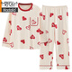 Modal pajamas for women in spring and autumn cotton long-sleeved pants cute two-piece set for students to wear for summer, autumn and winter home white GXT9922 color M code (recommended 75-95Jin [Jin equals 0.5 kg])