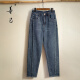 Shanji Straight Leg Small Foot Jeans Women's Spring Style Versatile Casual Retro 2024 High Waist Elastic Slim Jeans Denim Blue XL [Ready Stock]