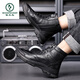 Holzspecker Herren Winterstiefel High-Top-Schneestiefel Herren-verdickte Lederschuhschuhe Nordost warmes Schafslederfell integrierte Männerschuhe 13592 Schwarz (Wolle integriert) 38