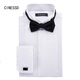 
CINESSD groom shirt men's long-sleeved swallow neck wedding French banquet wedding best groomsman performance host men's dress shirt white [dress collar] [Chinese cufflinks] 39