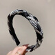Idel's Houndstooth Imitation Pearl Hairpin Hairband Women's Spring and Summer Versatile Outing Headband 2025 New Temperament Headwear Hair Accessories Houndstooth Light Luxurious and High-Level Hairband F1386