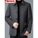 Lilang Herren Wolljacke Herbst und Winter Neue doppelseitige Kaschmirjacke im mittleren Alter lässiger Wollwolle Wolle Top Black 175/L