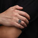 Fat Donglai quality men's black gemstone ring silver obsidian men's trendy personalized ring accessories retro domineering niche open ring (adjustment range 18#-24#)
