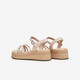 Heshe (TATA) thick sole strap sandals for women's beach fairy sandals summer WM301BL4 Pink/Silver 37