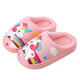Youmiya children's cotton slippers for winter boys and girls indoor non-slip PU leather baby warm home cartoon cute princess cotton shoes 9889-bag heel/pink 34-35 size 21CM