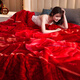 Yalu Rasher Decke verdickte Winterquilt Hochzeit Koralle Velvet 12 Jin [Jin entspricht 0,5 kg] Decke Doppelschicht warm warm warm ein Nickerchen-Decke CC-653 Dahong 180x220cm 6 Jin [Jin gleich 0,5 kg]