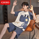 GIOIO男士睡衣夏季薄款棉质短袖短裤套装夏天青年休闲大码可外穿家居服 6623 4XL