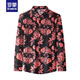 Romon Marke Blumenhemd Herren Herbst Langarm Trendy gutaussehende Männer Blumenhemd Schlanker Frühling mittlerer Alters und Herbst Dünner Herren Baumwolle 9904 Rot L.