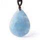 Pangdonglai -Qualität Kristall Rough Stein Halskette Aquamarin Anhänger Eines Bild Eispictyp Aquamarin Wassertropfen Form Blau G1591