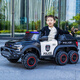 WORK BABY children's electric car four-wheel remote control toy car can sit in an adult off-road parent-child car, a child's baby double police car, children's model black, four-wheel drive + soft wheel + leather seat, electric drive