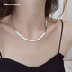 Miss JuJu pt950 platinum necklace platinum men's plain chain fashion wide flat blade chain shiny snakeskin snake bone chain for women weight 7.7-7.9g length 48cm width 2.0mmM buckle