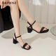 Daphne high heel sandals for women in summer 2025 new style fairy thick heel strap sandals for women wearing versatile shoes for women black [rear empty style - heel height 6cm] 36