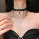 Yitan belt buckle clavicle chain choker necklace choker lace choker human neck collar female neck strap y2k accessories small bell black necklace