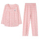 Banxinle Pyjamas Frauen Herbst-Langarmhose Hauskleidung rein Baumwolle Herbst reguläre Herbststil im mittleren Alter mit mittlerem Alter XRC-22-9272# Pulver L (Referenz 108-128jin [Jin gleich 0,5 kg]))