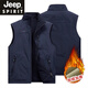 JEEP SPIRIT high-end men's vest 2024 new autumn and winter outdoor velvet vest photography fishing vest quick-drying jacket red (model) velvet 3XL suitable for 160-175Jin Jin equals 0.5 kg