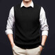 International Milan Light Luxury Men's Clothing High-end Brand Sweater Vest Men's Spring and Autumn Round Neck Solid Color Wool Vest Men's Saddle Brown XL (180)