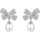 Saturday Fortune Silver Pearl Earrings Bow Earrings Birthday Gift X0912836 5.5-6.5mm Pair