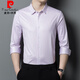 Pierre Cardin Heavyweight Mulberry Seide Langarmed Hemd für Männer High-End Business Casual No-Striped Striped Ice Seide Hemd für Männer /By901 Red Grid 165 /m [Gewicht 100-115jin [Jin gleich 0,5 kg]]]