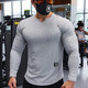 Lutielang fitness clothes sports T-shirt bottoming shirt men's long-sleeved elastic quick-drying muscle training running top sky blue L