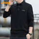 Jeep (JEEP) long-sleeved T-shirt men's autumn and winter polo loose casual bottoming shirt clothes men's black 2XL