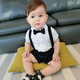 Disney (Disney) Little Boy Suit Summer Baby Dress de banquete de 1 año Spring and Autumn 2 Weekly Clothing Beld and Child Birthday Gentleman Set White Forred VERTICAL Strap 90 Sugerir 85cm
