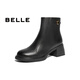 Belle (Belle) colored fashion boots for women's shopping mall same genuine leather thick heel heightened boots B8F1DDD4 black - single 37 (235mm)