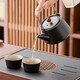 Tangfeng black pottery Kung Fu tea set, smart integrated tea tray, complete set of light luxury retro boiling water tea making equipment for home living room, walnut color stone surface tea tray + elegant lifting kettle, transparent