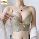 Ropa interior con copa de aceite esencial ajustable de gran marca MORTEN SOLUM para mujeres con senos pequeños, push-up, relación lateral alta, reducción auxiliar de senos, antiflacidez, sujetador moldeador push-up, traje verde oliva, Senyun 38/85A, delgado en la parte superior y grueso en la parte inferior 2,5 CM