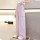 Nickybaby Summer Girls Wide Legs Детские брюки Ледяные шелковые брюки 2025 Новый комар -репеллентный брюк девочек -летние брюки 15029 Pink Purple + 9889 White [Set] 160