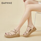 
Daphne wedge sandals for women soft sole comfortable thick sole sponge cake shoes for women fashionable cowhide lightweight and versatile height-enhancing women's shoes 4622303017 Beige 38
