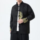 
Green Trendy Tang suit men's jacket jacquard Chinese style cotton and linen embroidery casual large size Zhongshan suit buckle Hanfu trend red Y1047 3XL