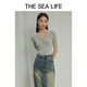 THE SEA LIFE Ou Hai Yisheng Knitted Sweater 24 Spring and Summer Slim Short Sleeve Cool Temperament Knitted Sweater X15868 Cream Apricot M