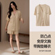 
Catman MIIOW summer women's pajamas short-sleeved shorts cardigan V-neck jacquard viscose cotton soft skin-friendly loose women's home clothing set 10YXF3527 XL